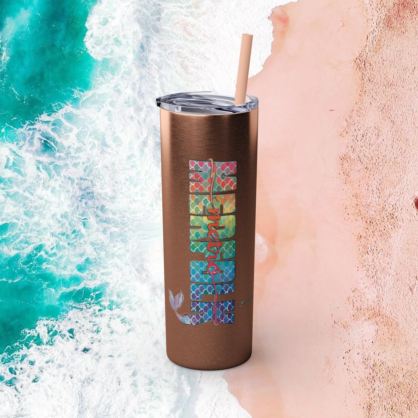 O-fish-al "Metro Merfolk" Skinny Tumbler with Reusable Straw, 20oz