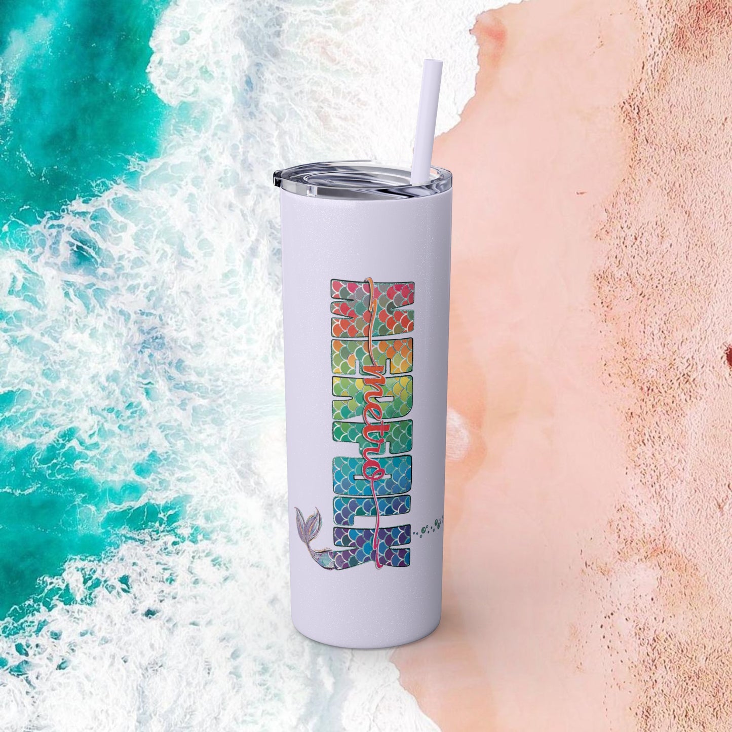 O-fish-al "Metro Merfolk" Skinny Tumbler with Reusable Straw, 20oz