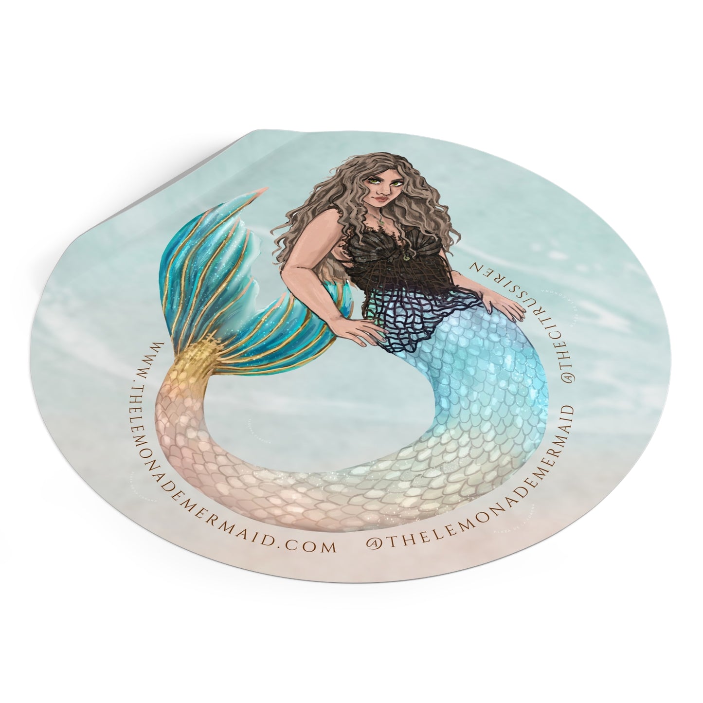 "The Lemonade Mermaid" Round Vinyl Stickers