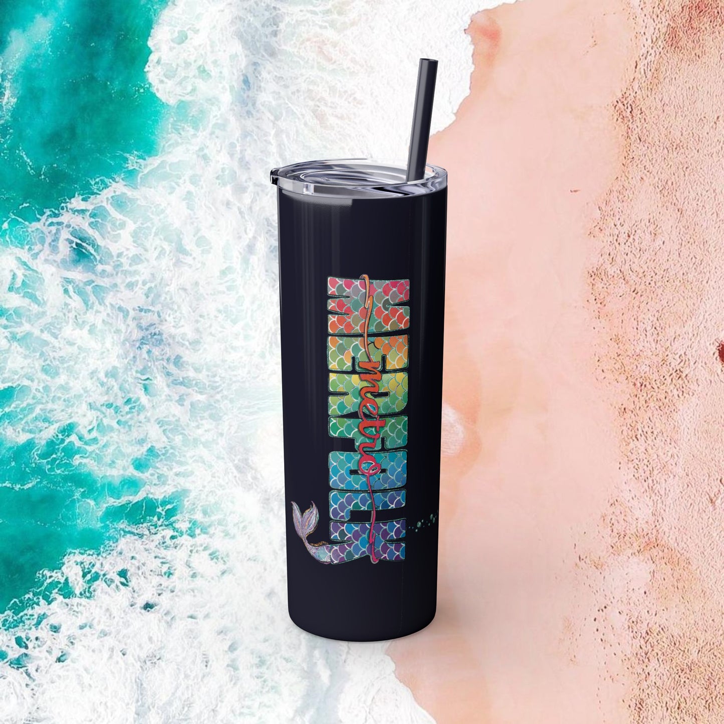O-fish-al "Metro Merfolk" Skinny Tumbler with Reusable Straw, 20oz