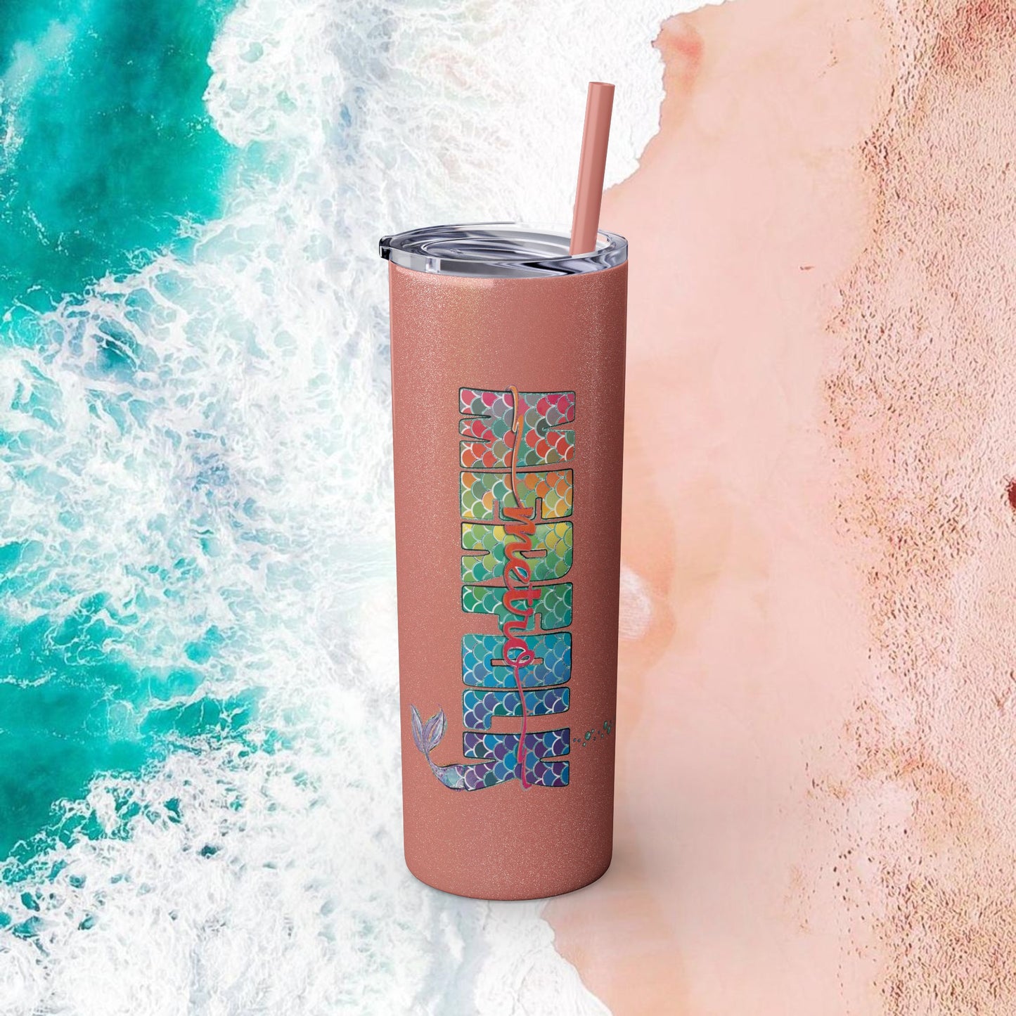 O-fish-al "Metro Merfolk" Skinny Tumbler with Reusable Straw, 20oz