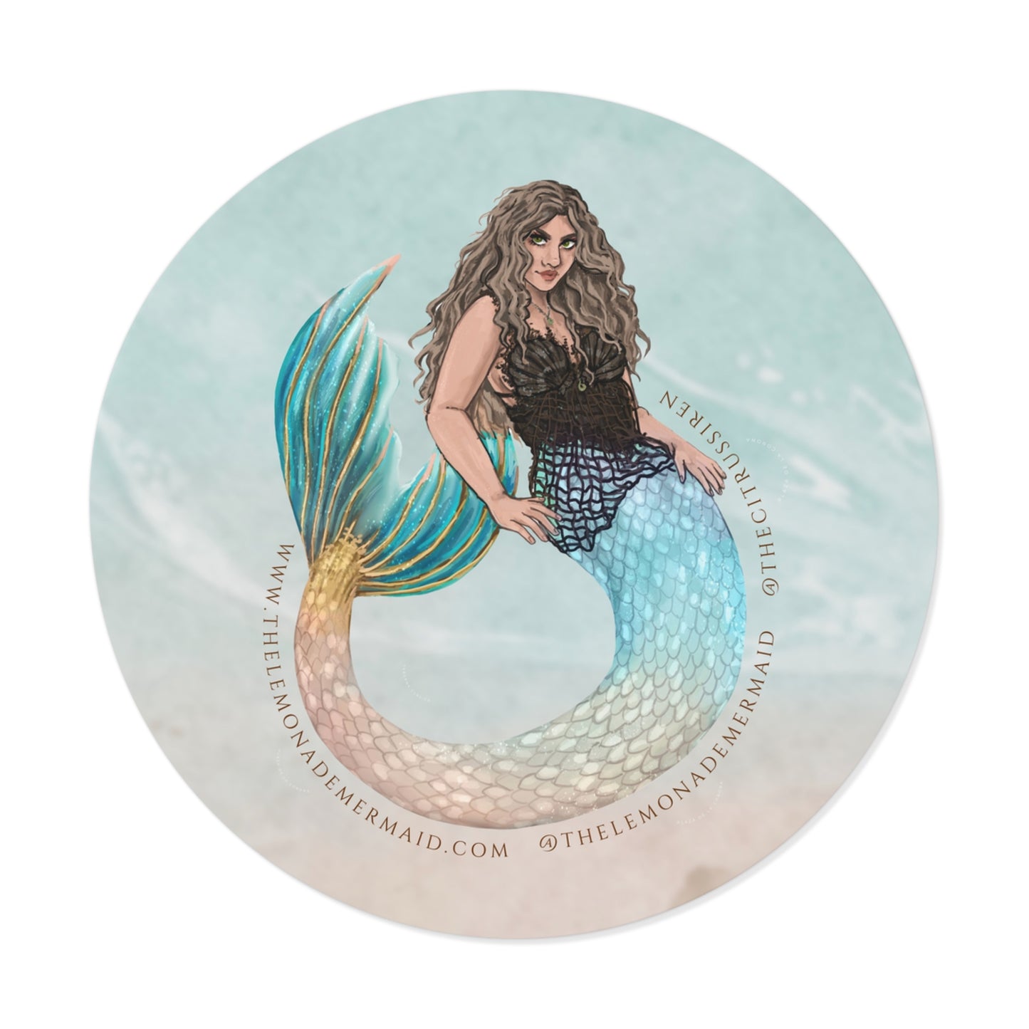 "The Lemonade Mermaid" Round Vinyl Stickers