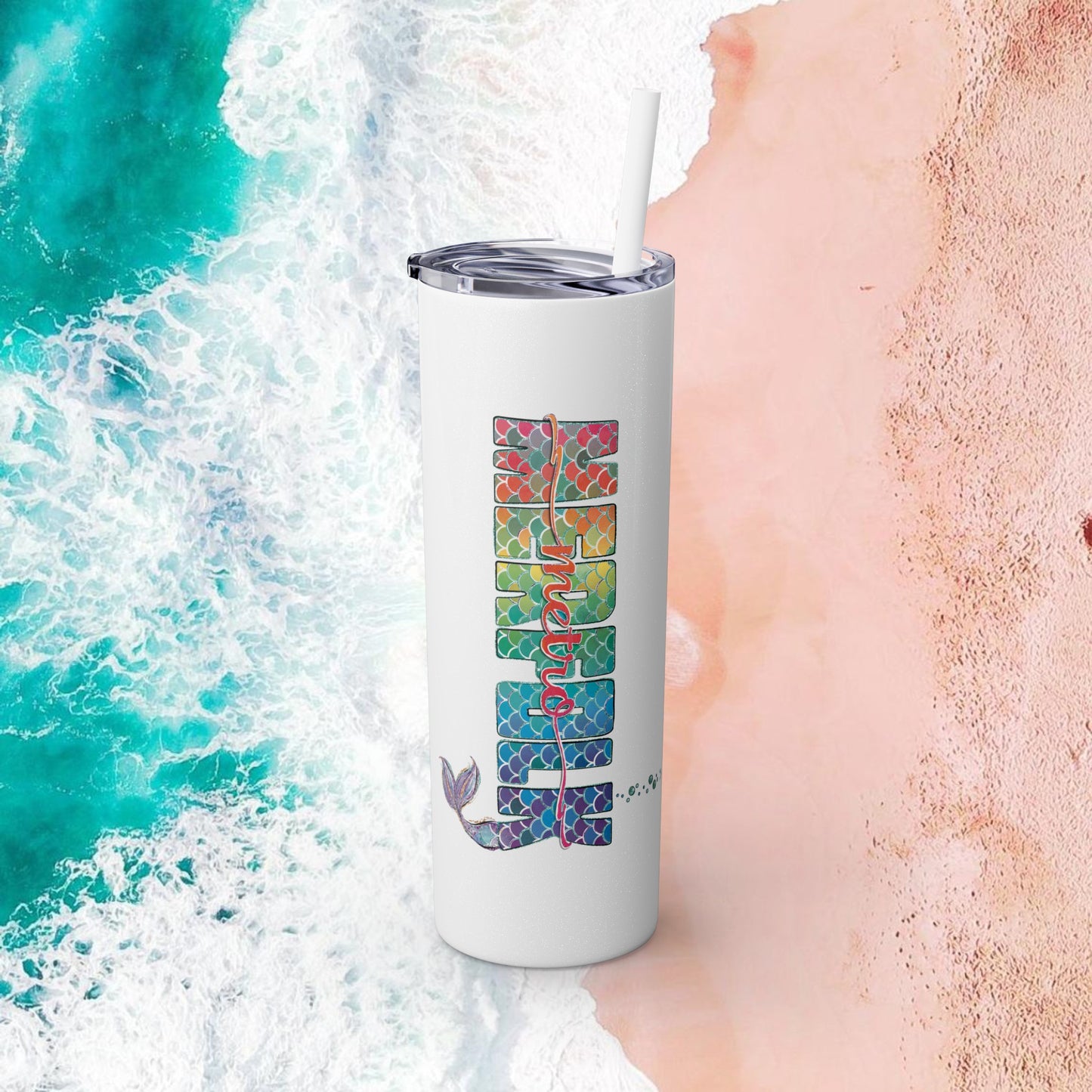 O-fish-al "Metro Merfolk" Skinny Tumbler with Reusable Straw, 20oz