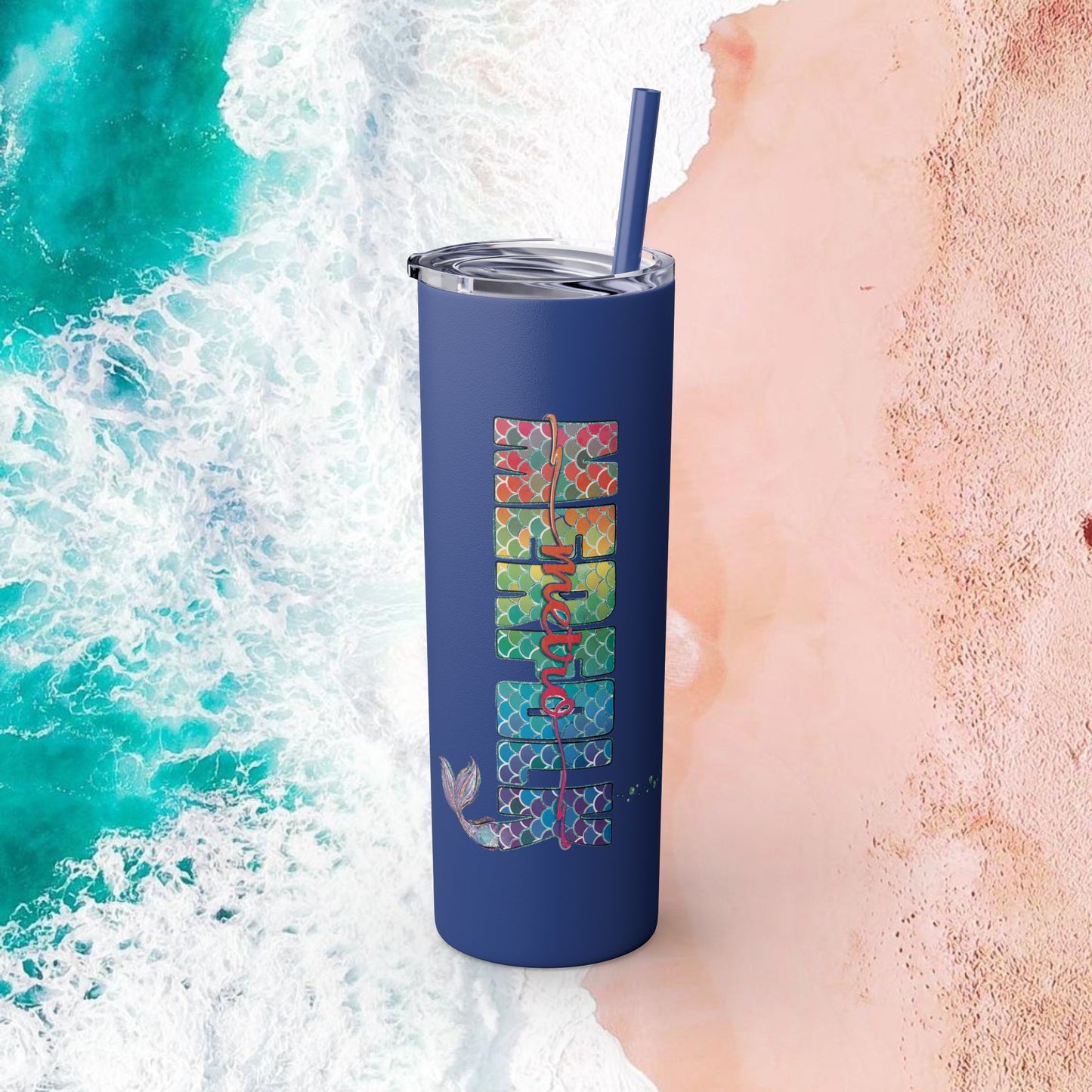 O-fish-al "Metro Merfolk" Skinny Tumbler with Reusable Straw, 20oz
