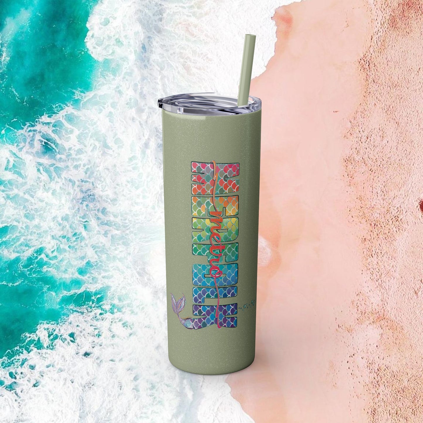 O-fish-al "Metro Merfolk" Skinny Tumbler with Reusable Straw, 20oz