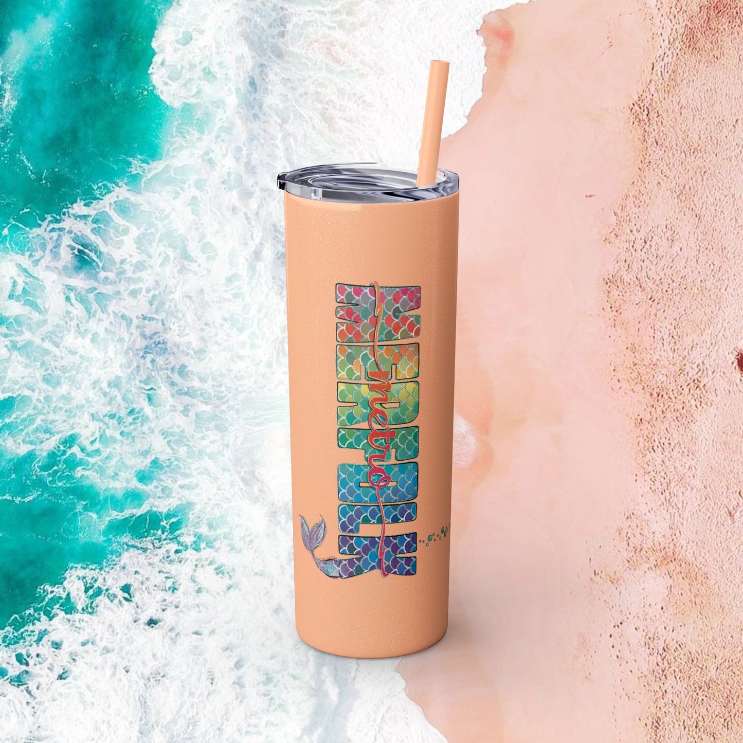 O-fish-al "Metro Merfolk" Skinny Tumbler with Reusable Straw, 20oz