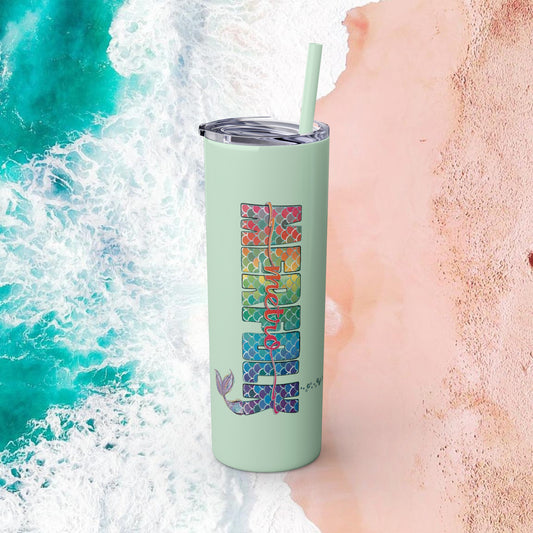 O-fish-al "Metro Merfolk" Skinny Tumbler with Reusable Straw, 20oz