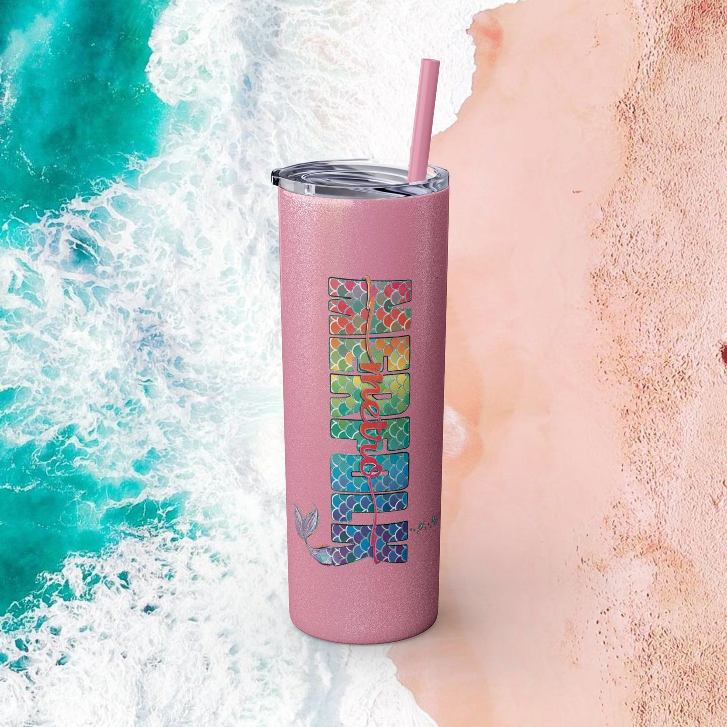 O-fish-al "Metro Merfolk" Skinny Tumbler with Reusable Straw, 20oz