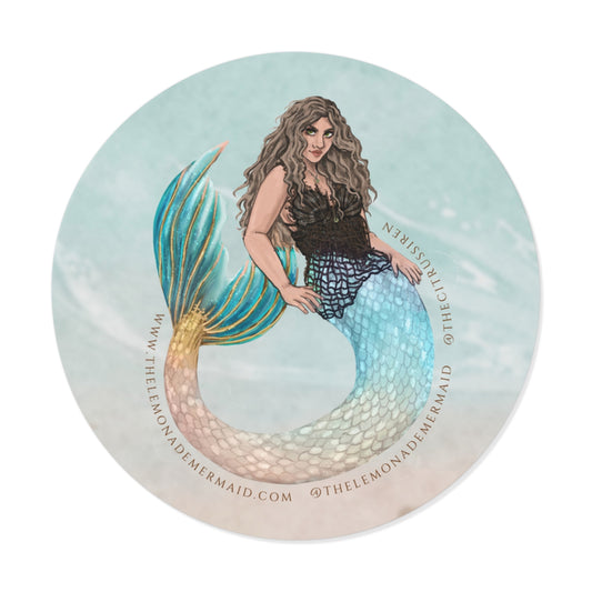 "The Lemonade Mermaid" Round Vinyl Stickers