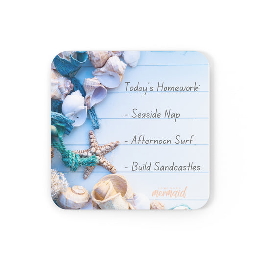 Beachy Seaside Seashell Cork Back Coaster Set