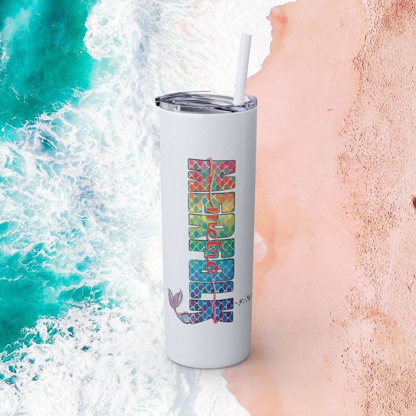 O-fish-al "Metro Merfolk" Skinny Tumbler with Reusable Straw, 20oz