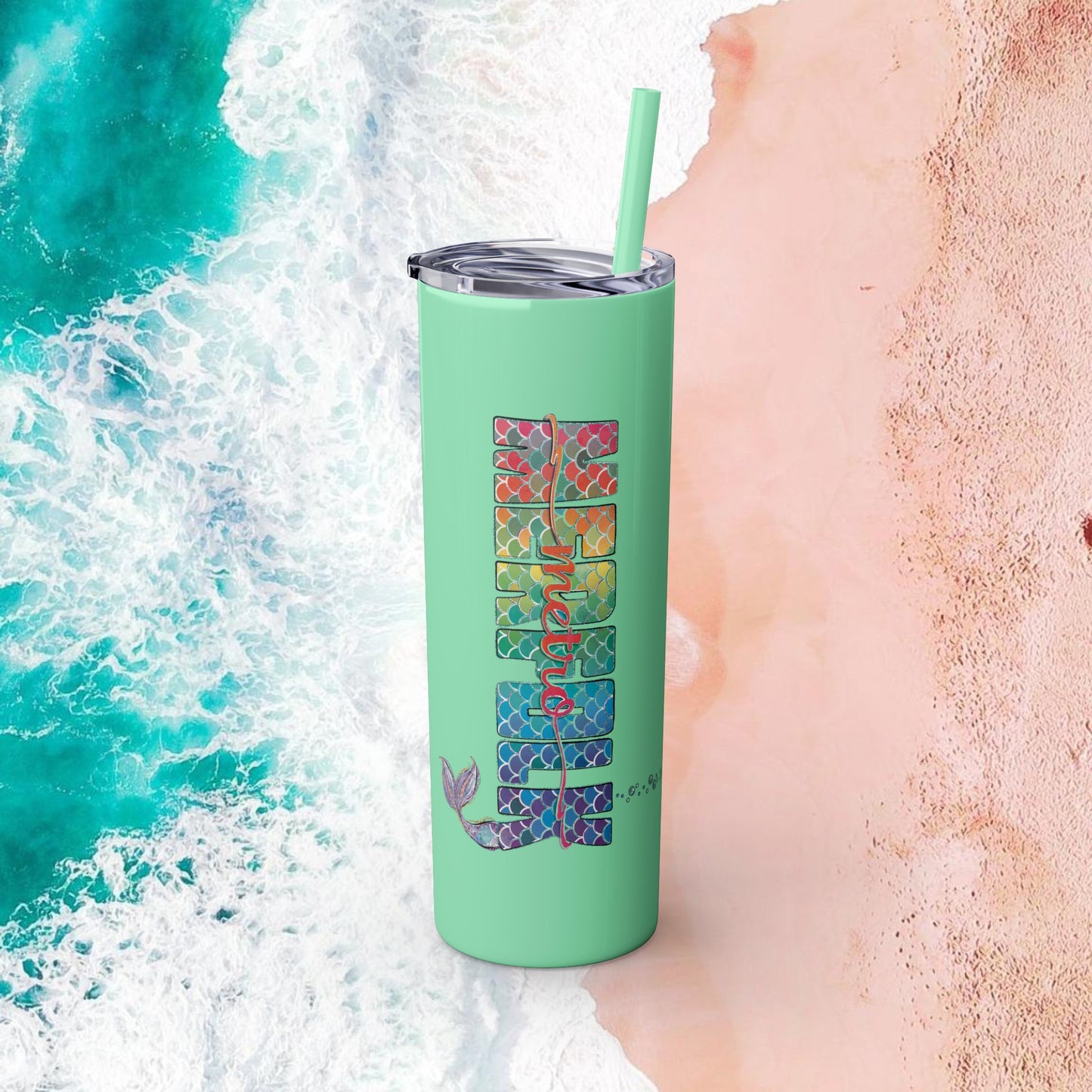 O-fish-al "Metro Merfolk" Skinny Tumbler with Reusable Straw, 20oz
