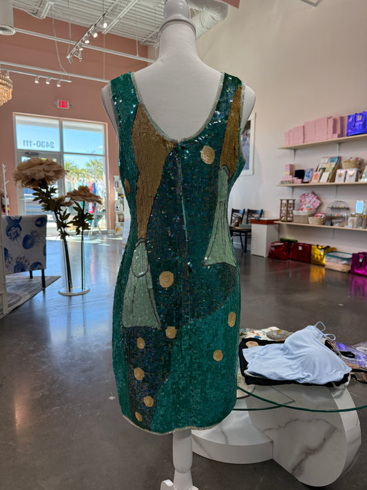 Philippe Albert 1980s Vintage Sequin Scuba Treasure Dress
