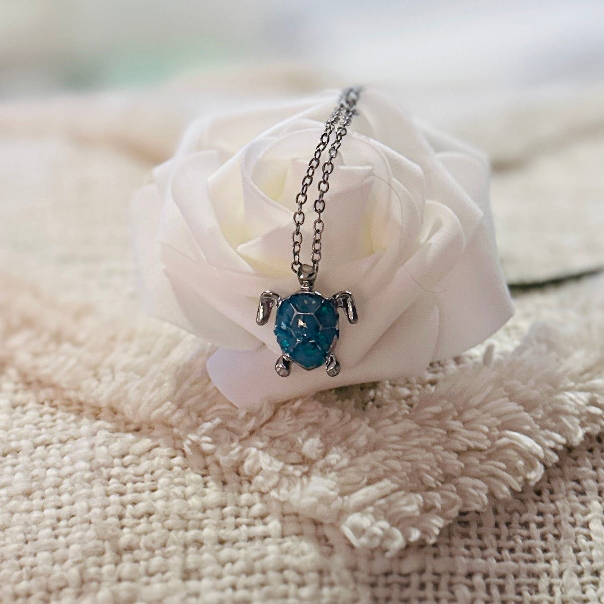 Blue Shell Turtle Necklace