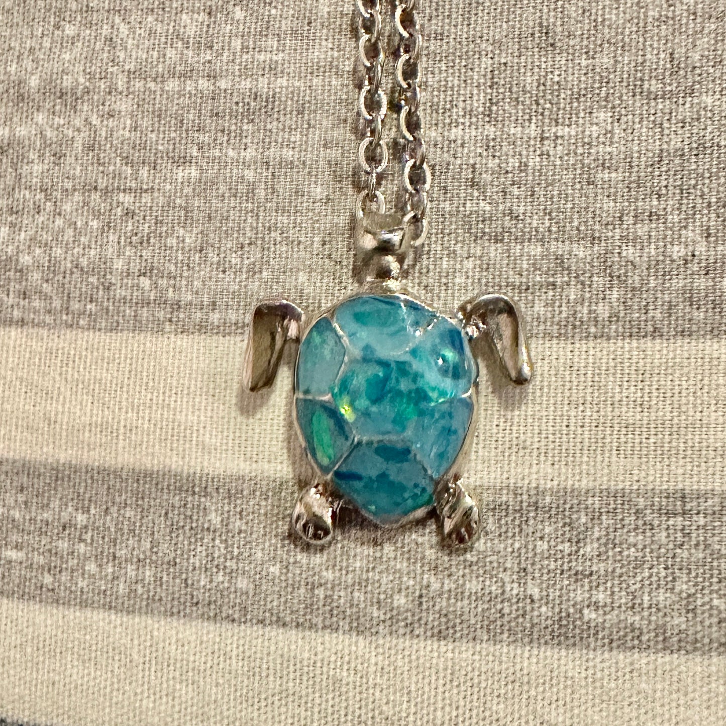 Blue Shell Turtle Necklace