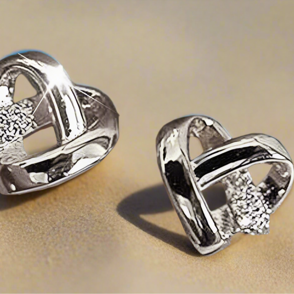 Cross-My-Heart Earrings, Cubic Zirconia ('Gold' or 'Silver')