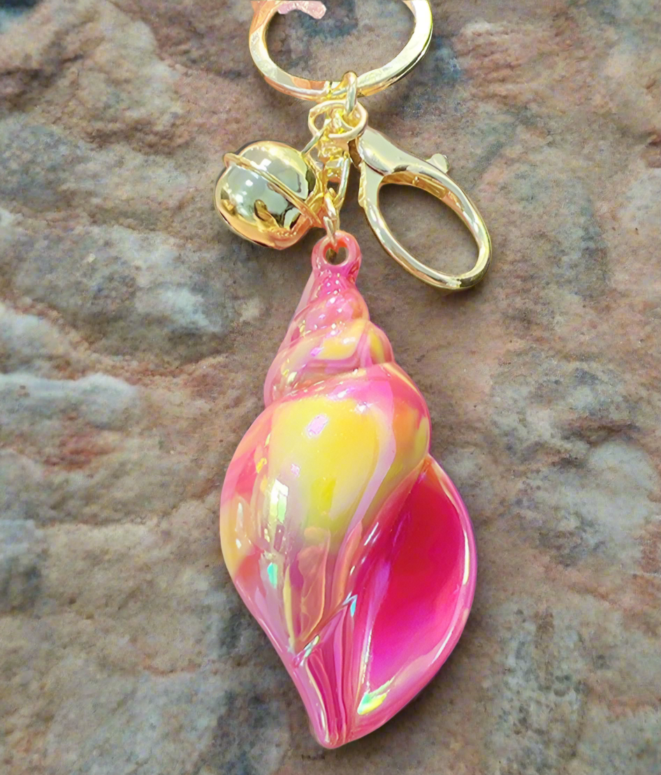 Large Conch Shell Keychain (Black or Flame)