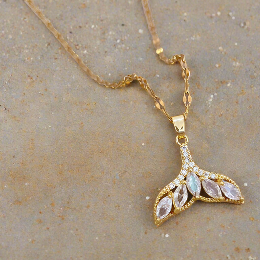 Dazzling Mermaid Tail Necklace, Cubic Zirconia