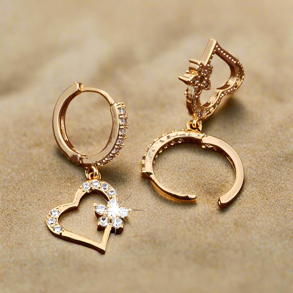 Brilliant Heart Earrings, Cubic Zirconia