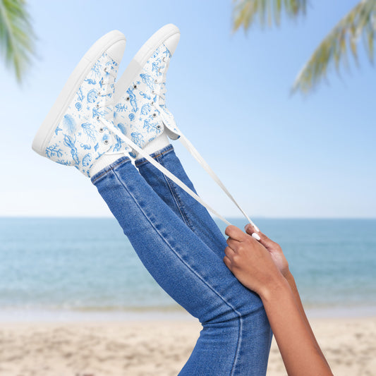 "Under the Sea" Women’s high top canvas shoes