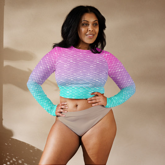 Merbabe Mermaid Cropped Rash Guard (Parrotfish)