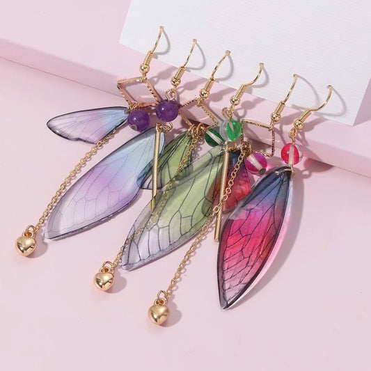 Fairy Wings Pierced Earrings (Green)