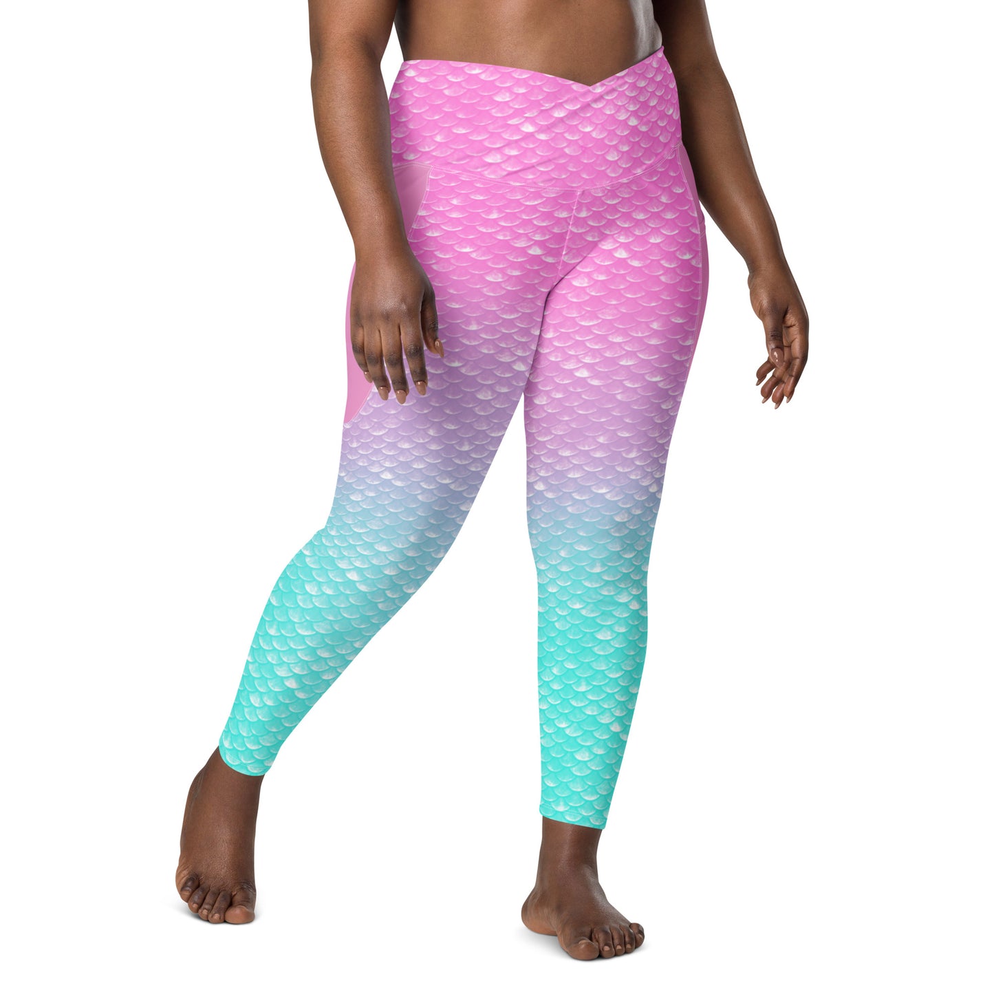 Merbabe Mermaid Crossover Pocket Leggings (Parrotfish)