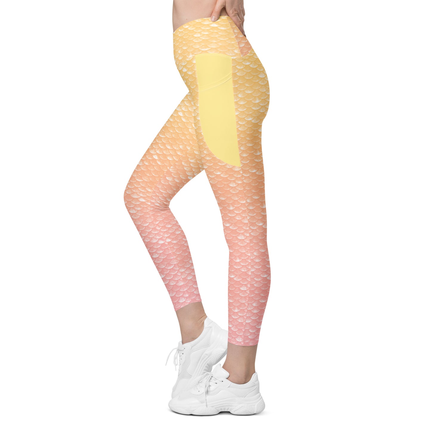 Merbabe Mermaid Crossover Pocket Leggings (Lemonade)