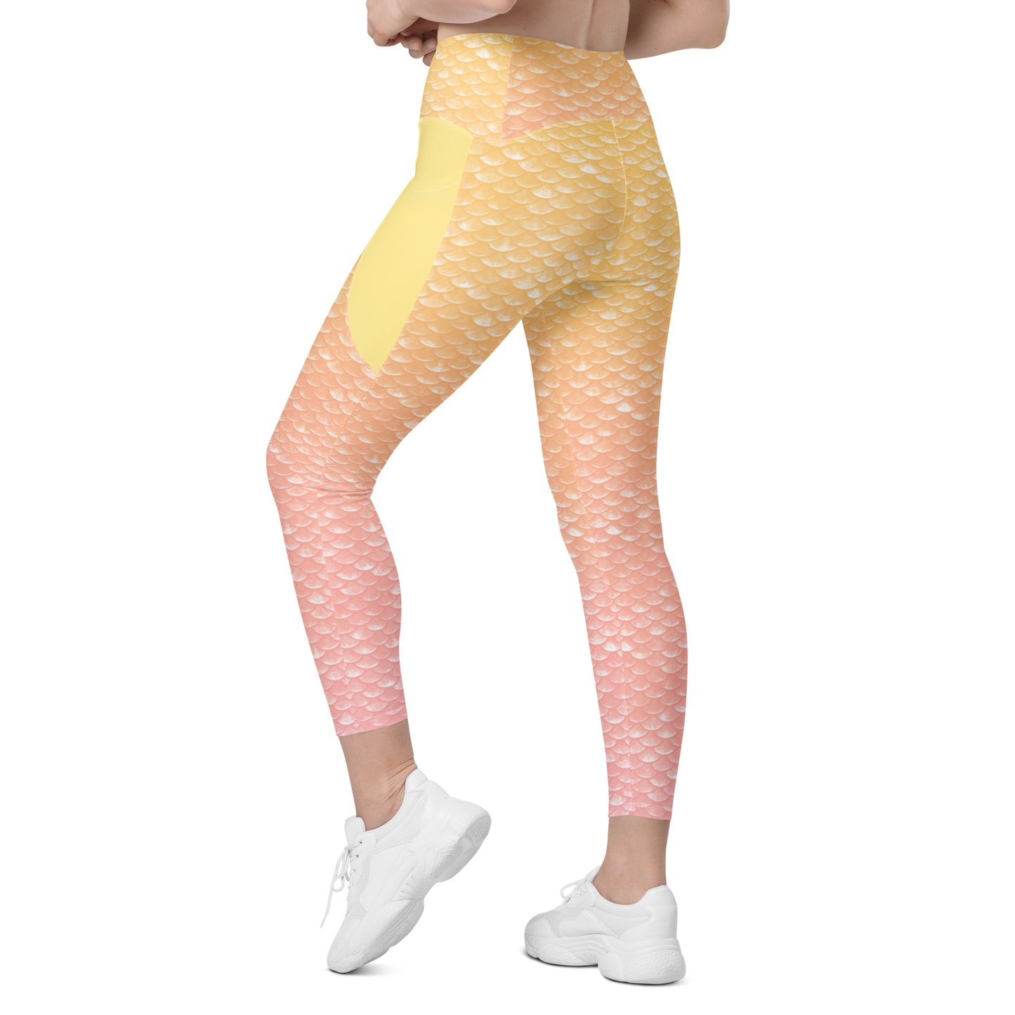 Merbabe Mermaid Crossover Pocket Leggings (Lemonade)