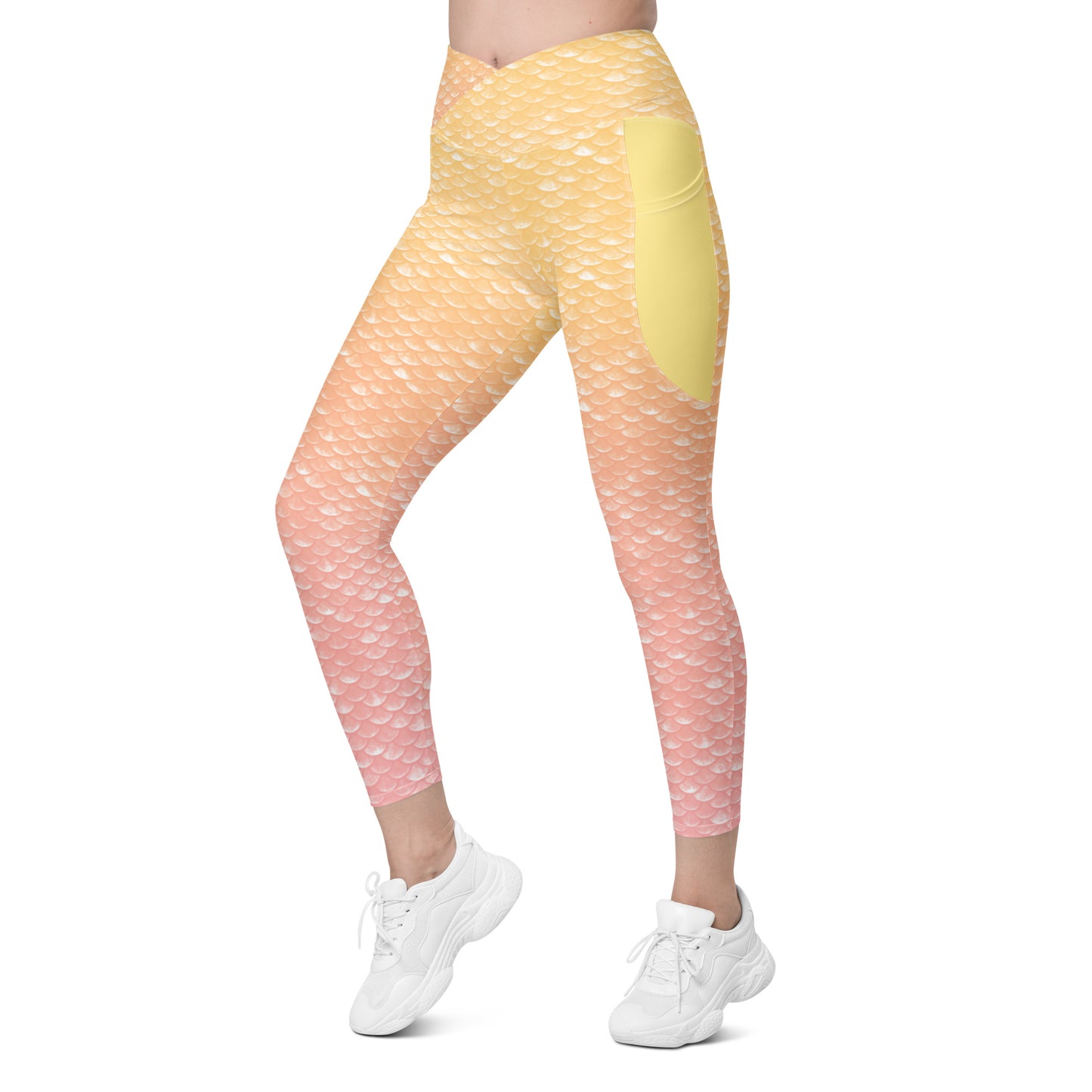Merbabe Mermaid Crossover Pocket Leggings (Lemonade)