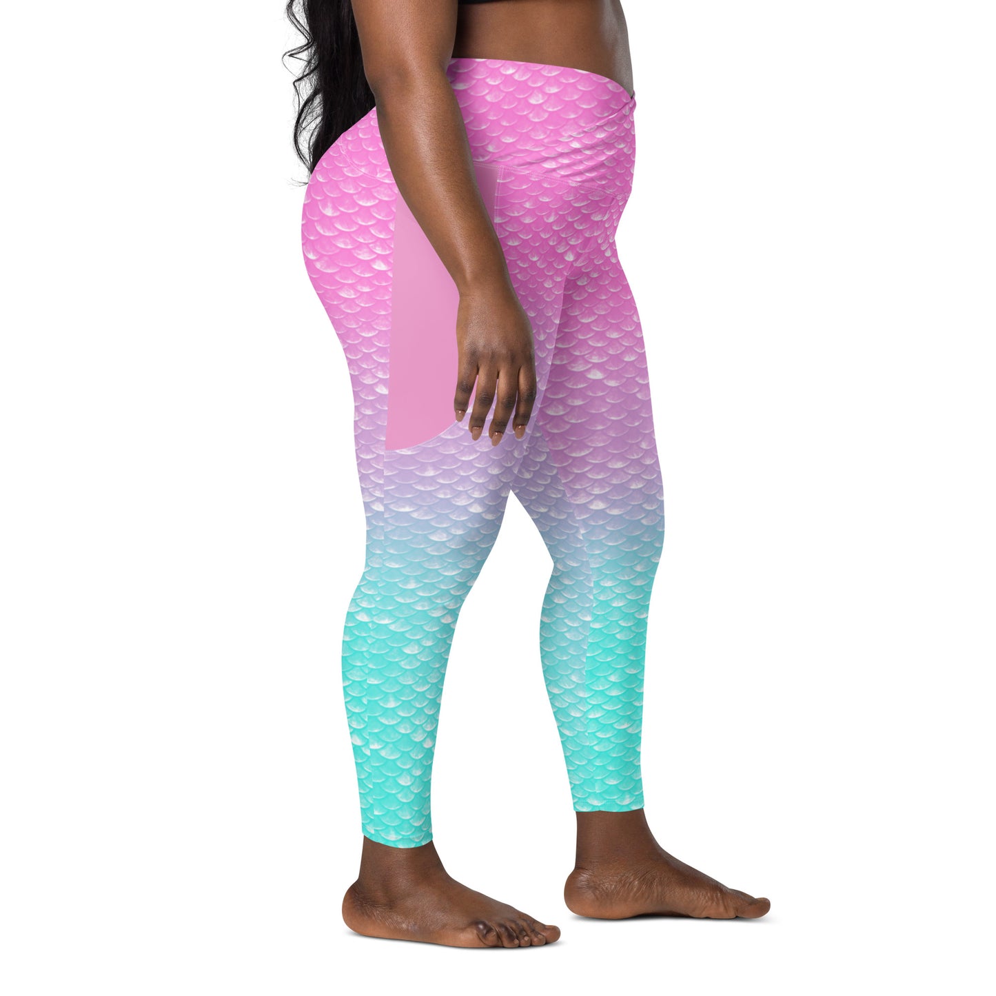 Merbabe Mermaid Crossover Pocket Leggings (Parrotfish)