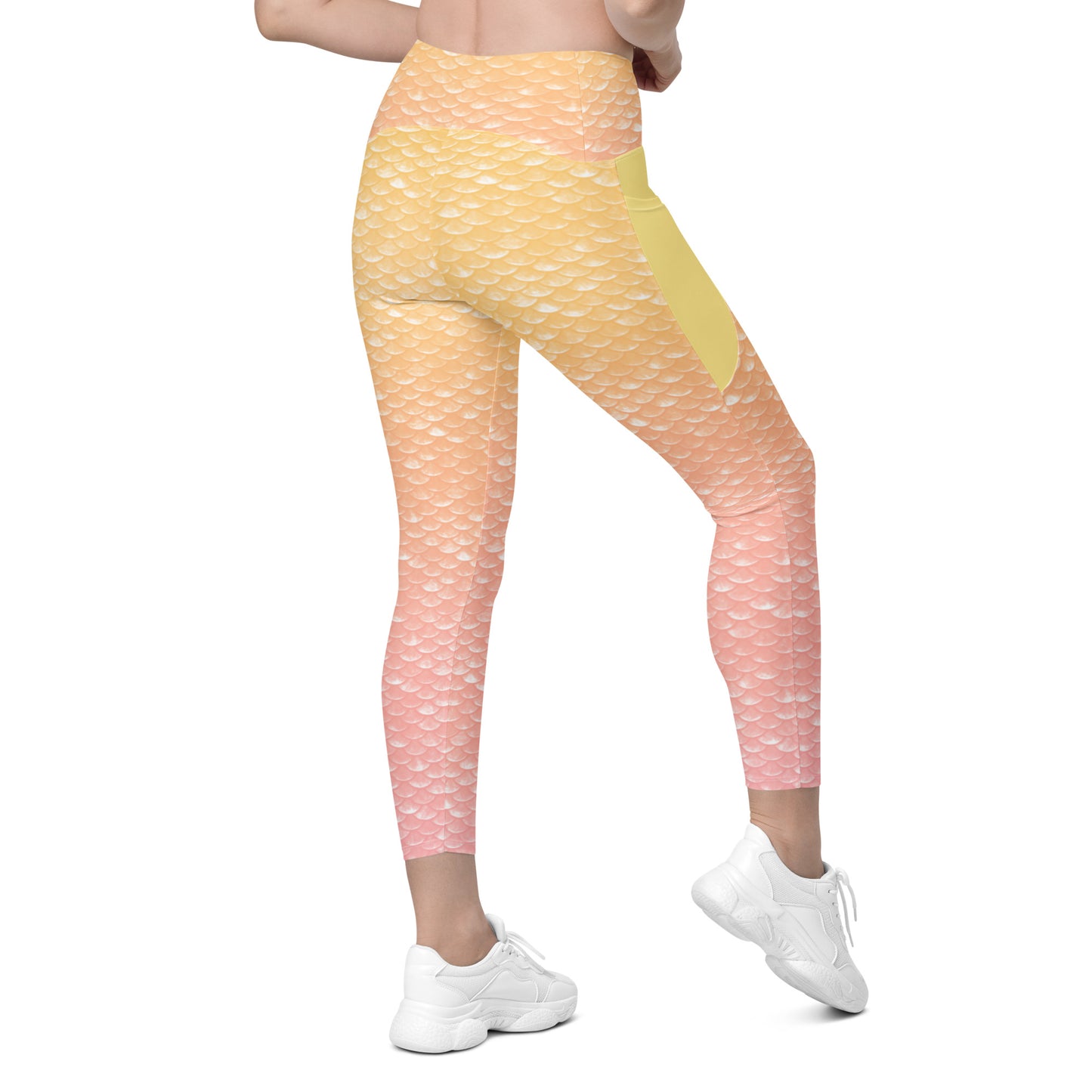 Merbabe Mermaid Crossover Pocket Leggings (Lemonade)