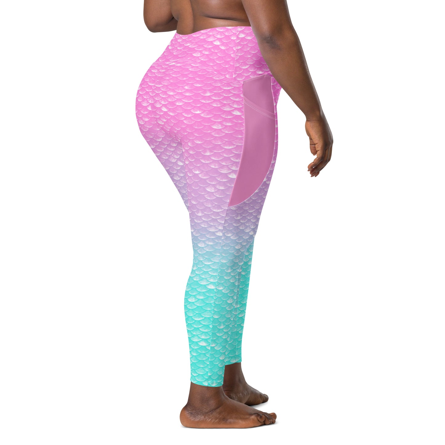 Merbabe Mermaid Crossover Pocket Leggings (Parrotfish)
