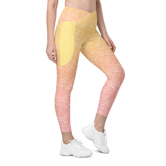 Merbabe Mermaid Crossover Pocket Leggings (Lemonade)