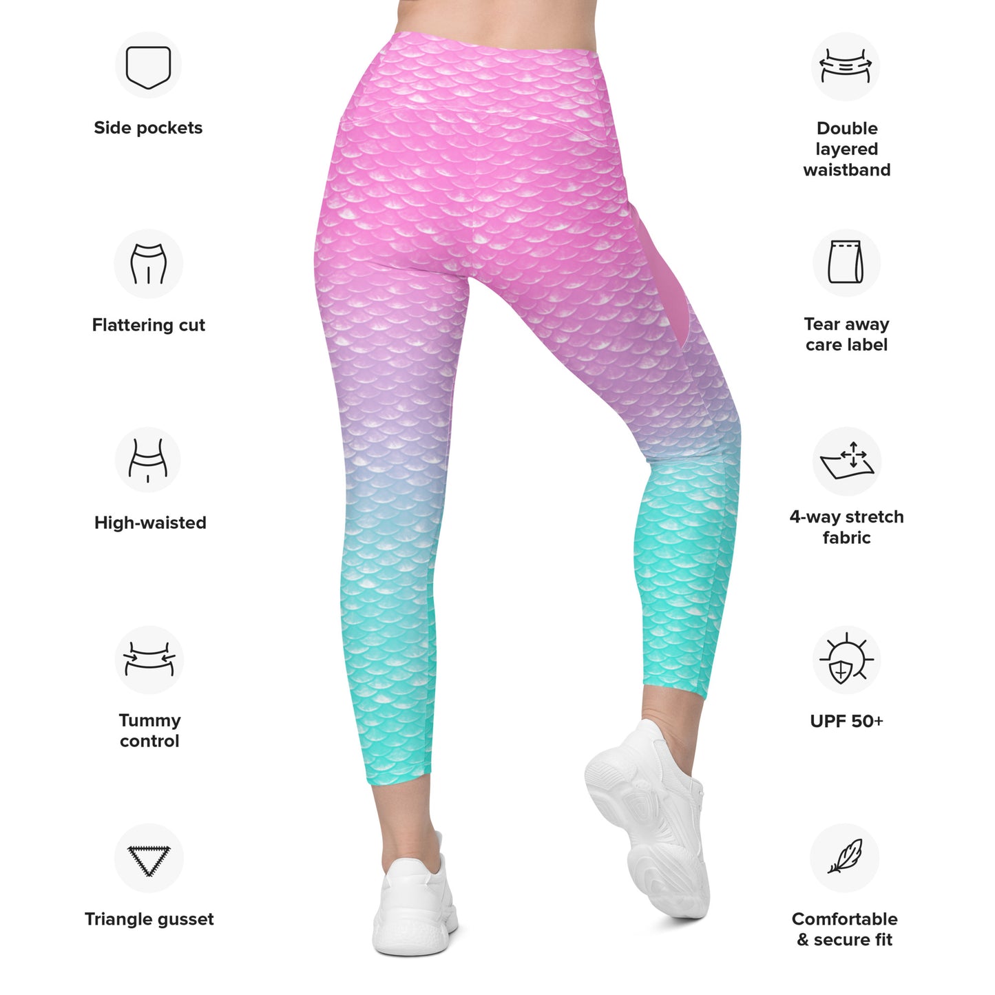 Merbabe Mermaid Pocket Leggings (Parrotfish)
