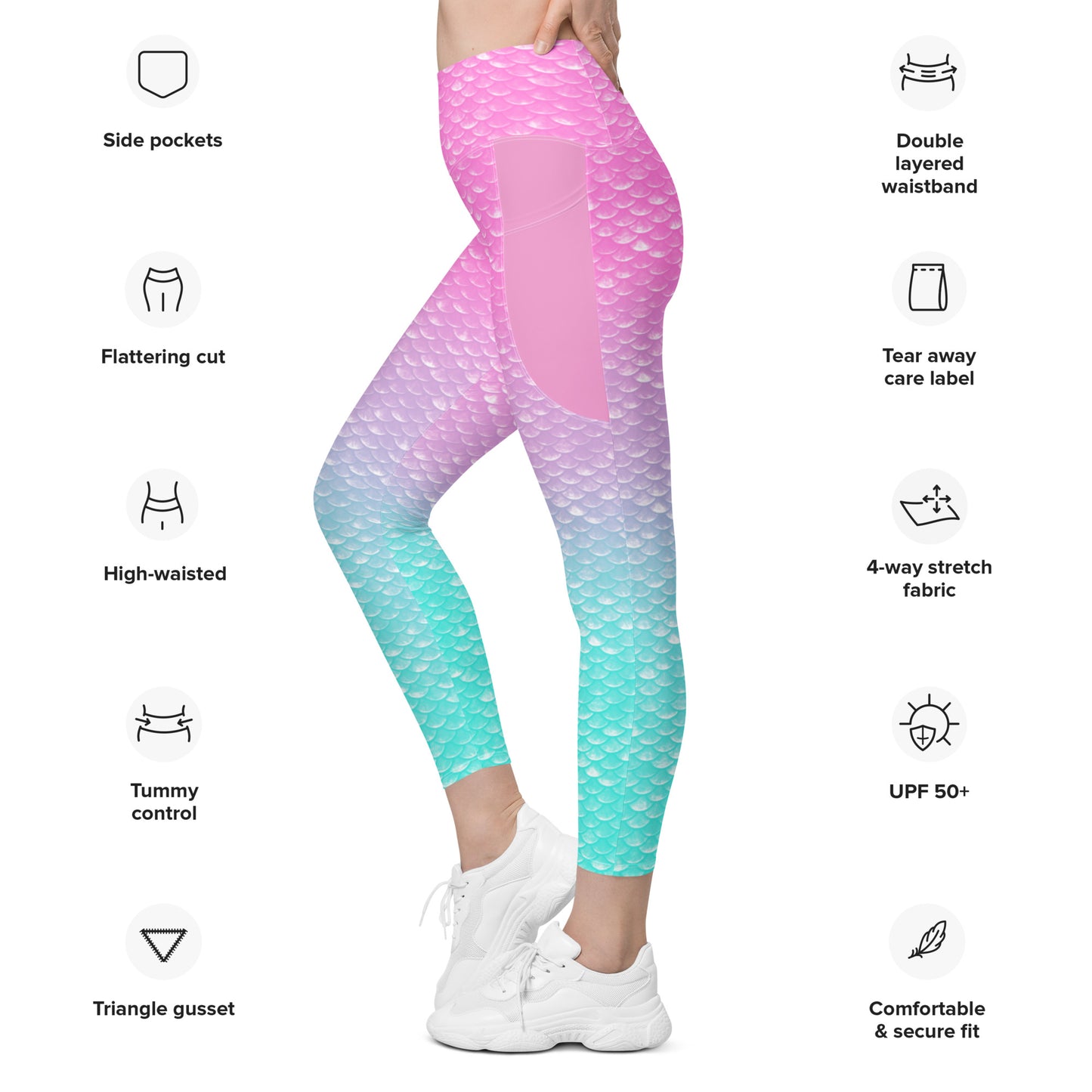 Merbabe Mermaid Pocket Leggings (Parrotfish)