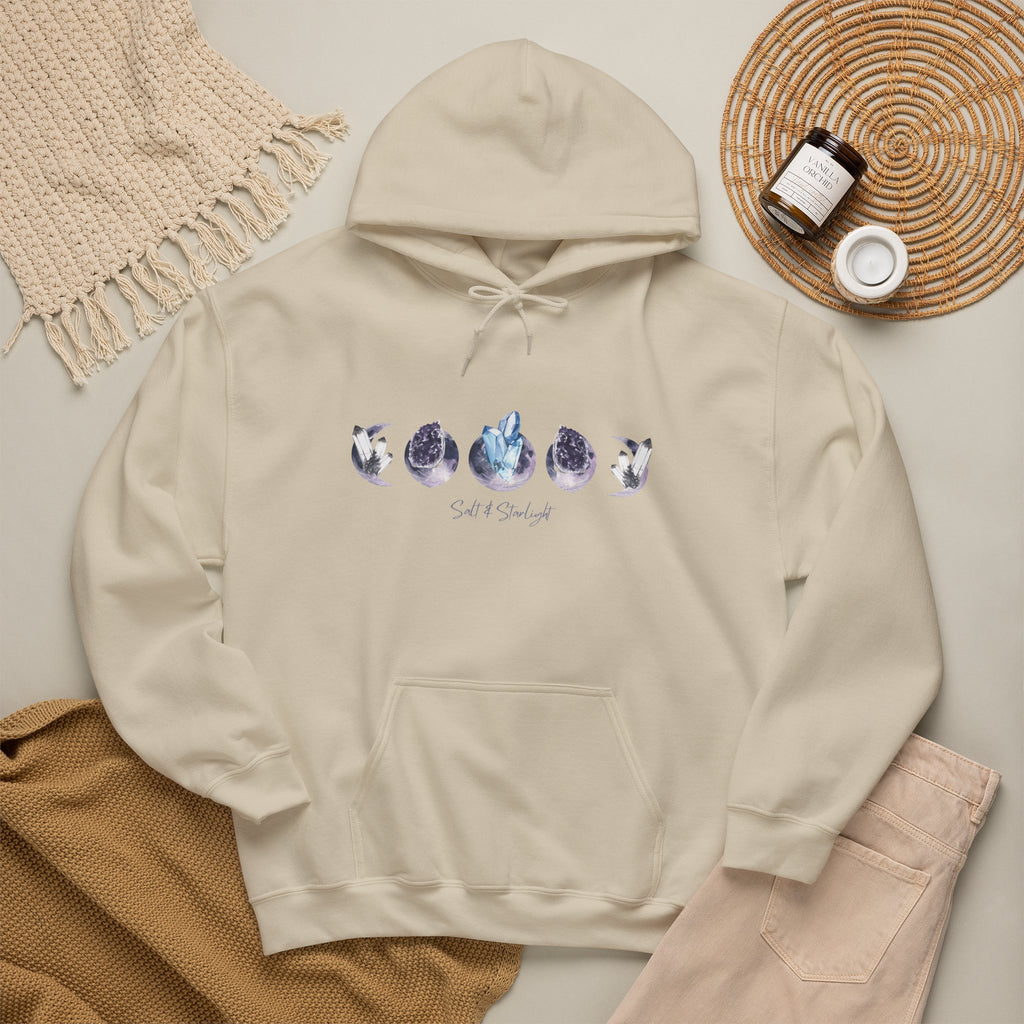 Salt & Starlight hooded sweatshirt in sand, flat lay front view