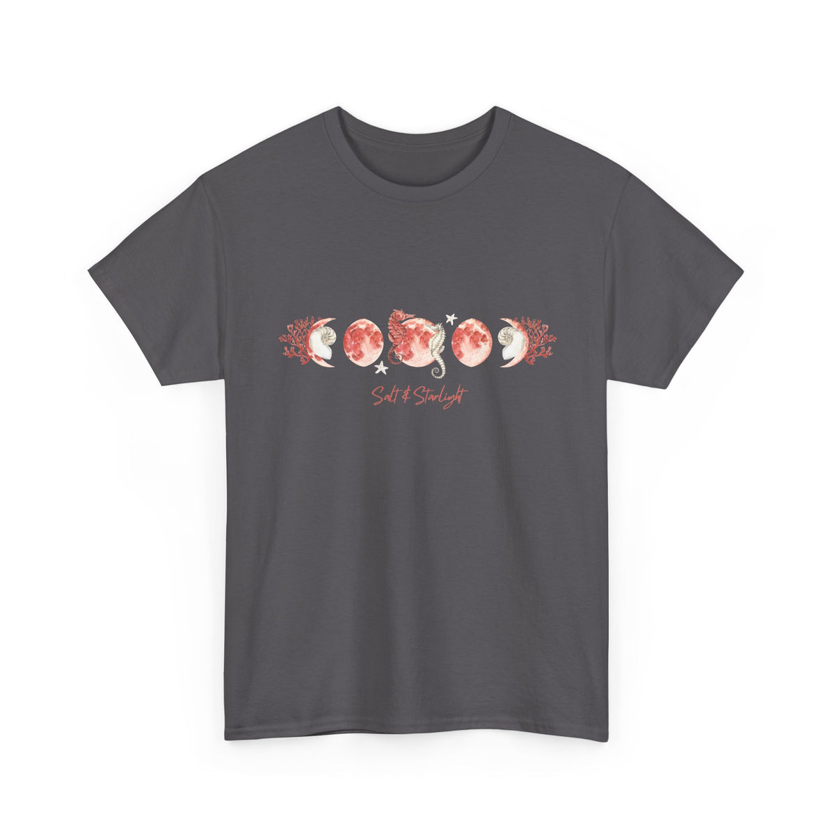 Salt & Starlight heavy cotton tee in charcoal, front view