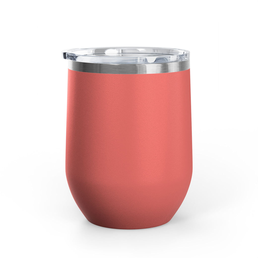 The Mermaid Squad 12oz wine tumbler in coral, back view