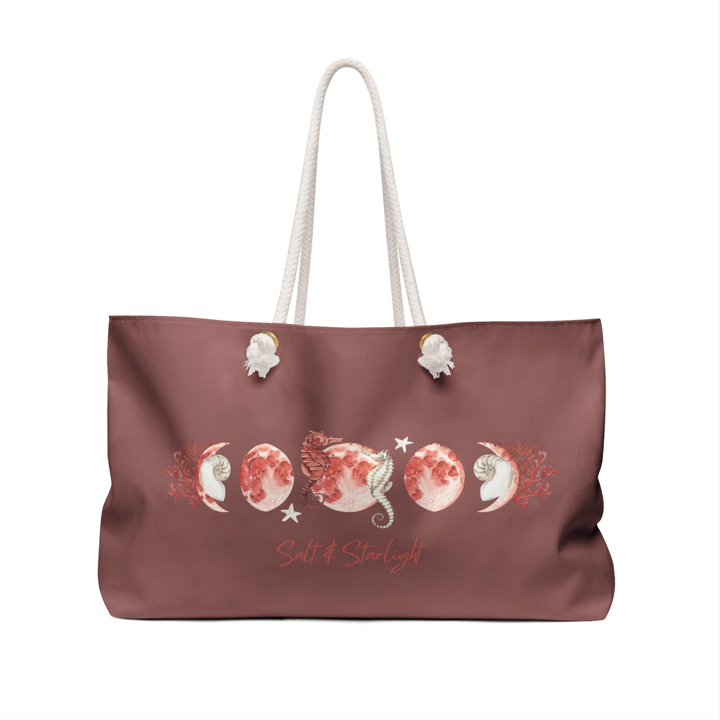 Salt & Starlight oversized weekender bag in dusty rose, front view, alternate angle