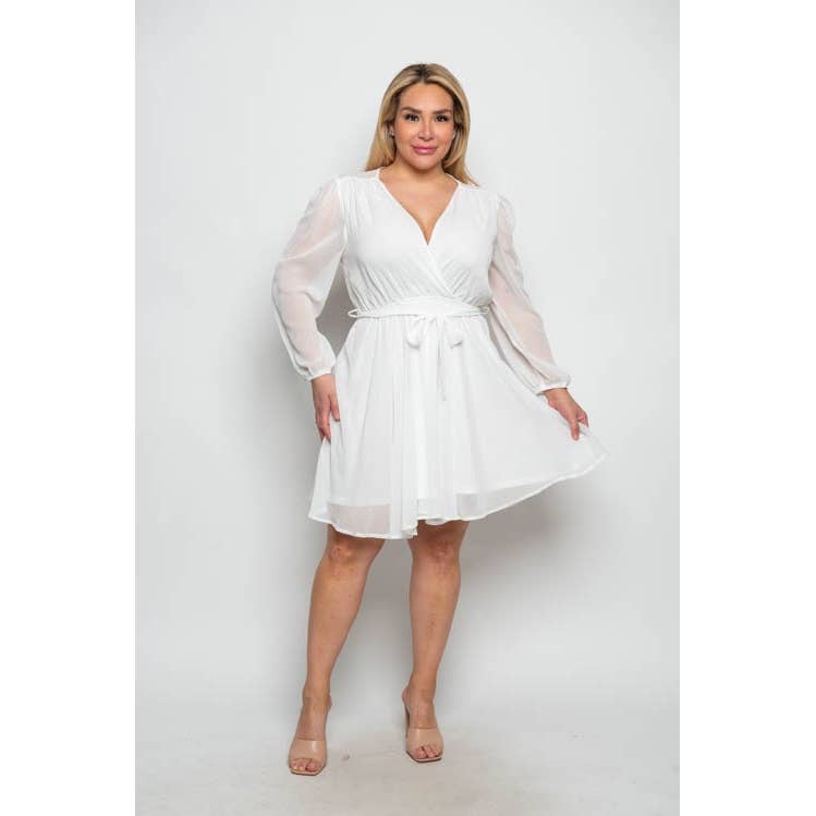 Plus Size Chiffon White Dress