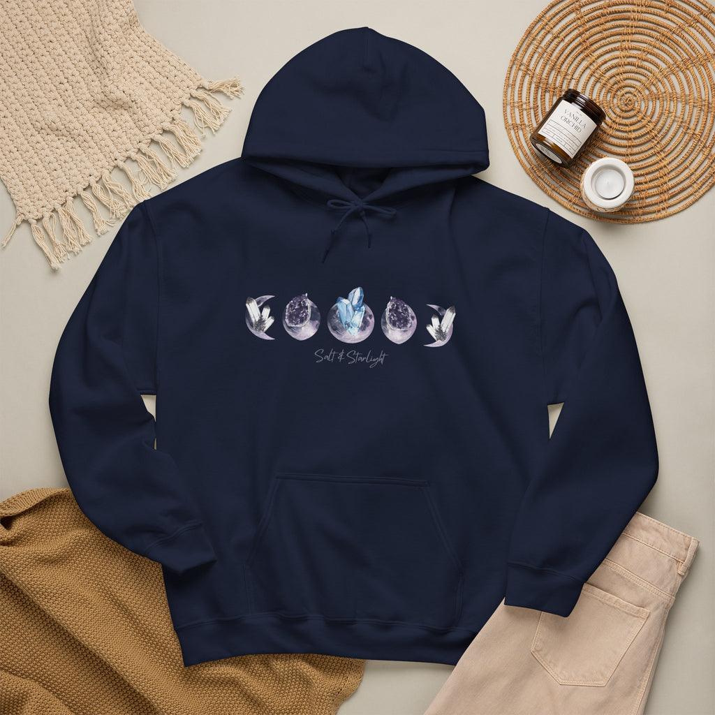 Salt & Starlight hooded sweatshirt in navy, flat lay front view