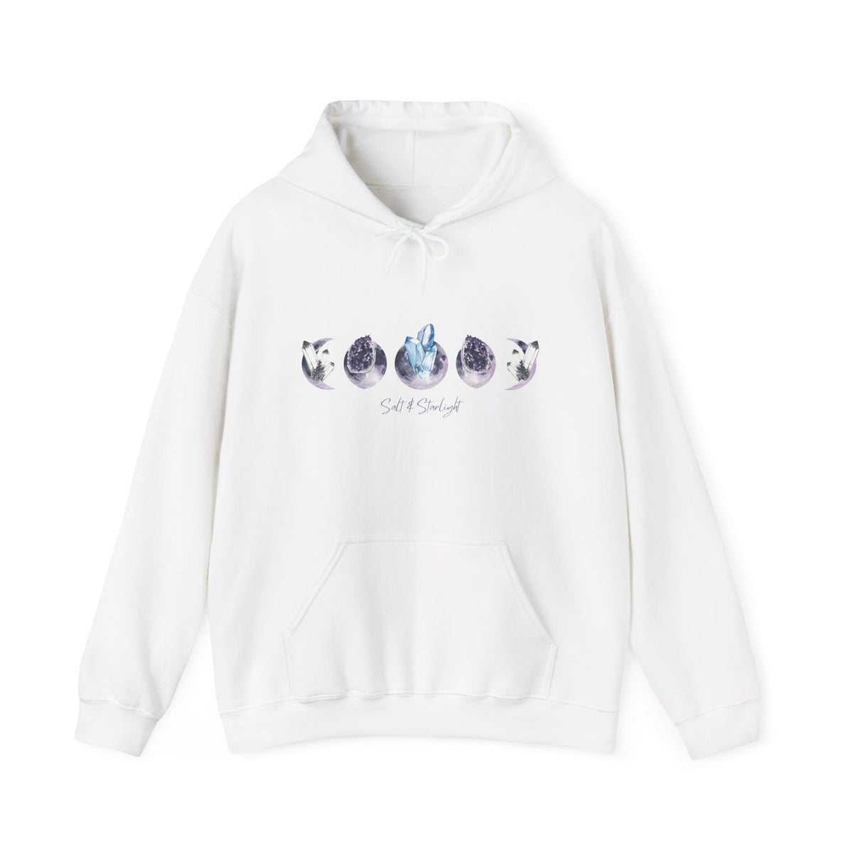 Salt & Starlight hooded sweatshirt in white, front view
