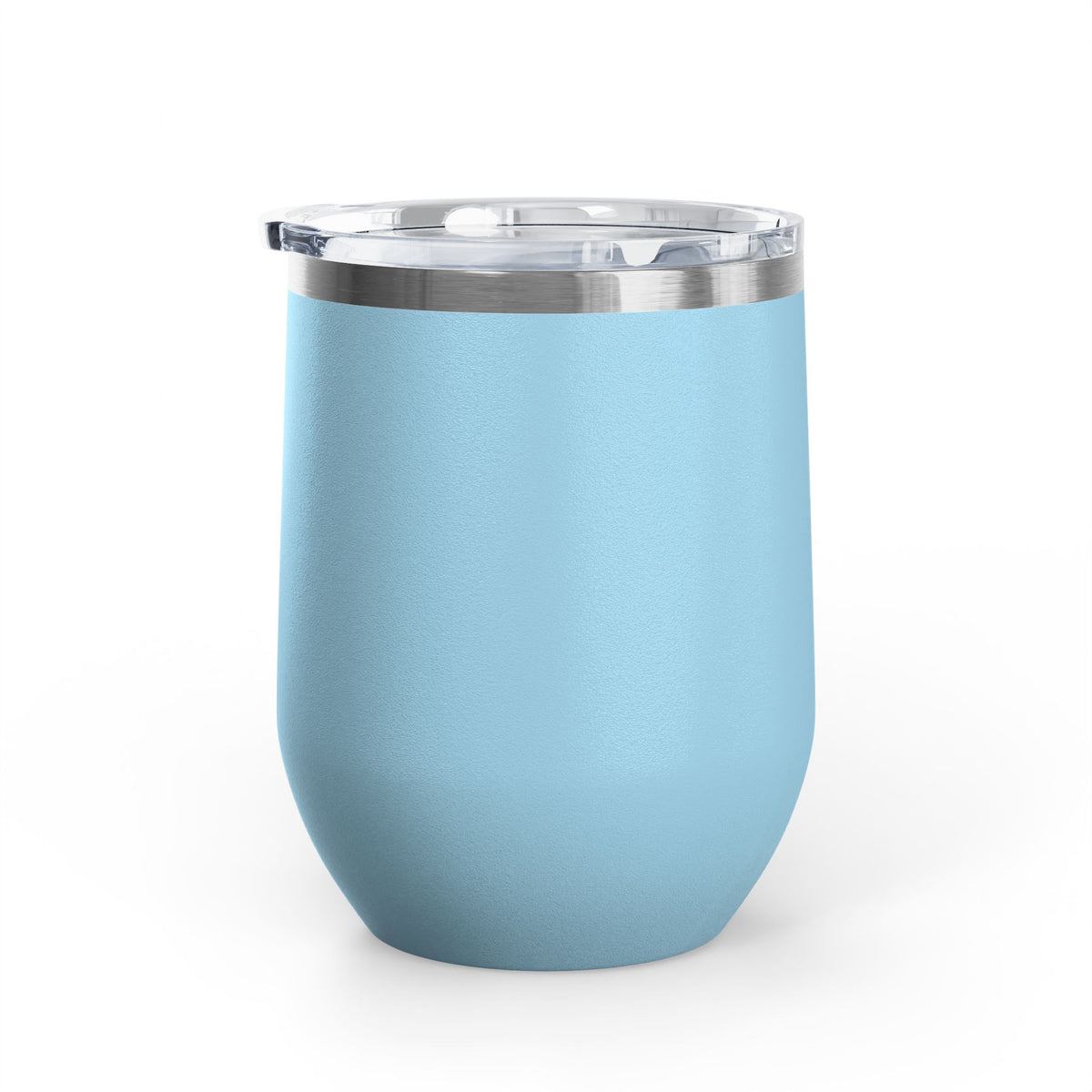 The Mermaid Squad 12oz wine tumbler in light blue, back view