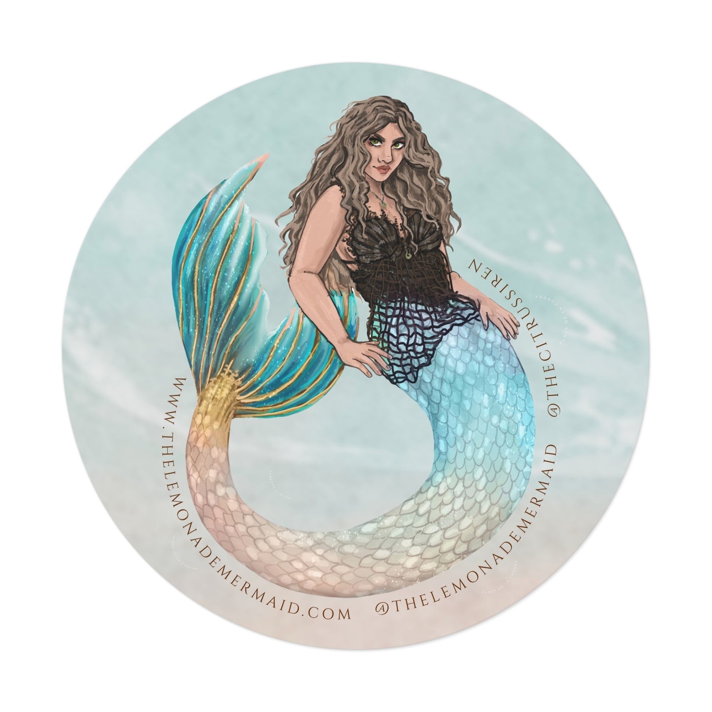 "The Lemonade Mermaid" Round Vinyl Stickers