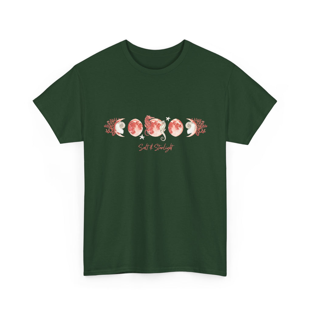 Salt & Starlight heavy cotton tee in forest green, front view