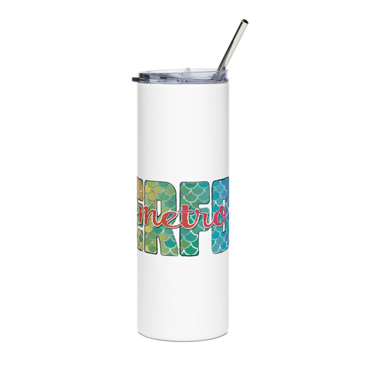O-fish-al "Metro Merfolk" Skinny Tumbler with Reusable Straw, 20oz