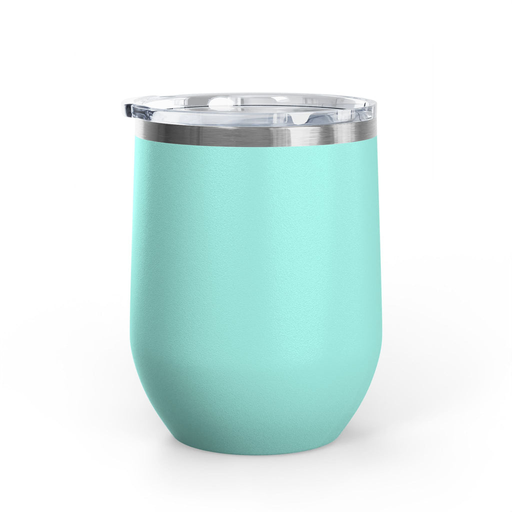 The Mermaid Squad 12oz wine tumbler in teal, back view