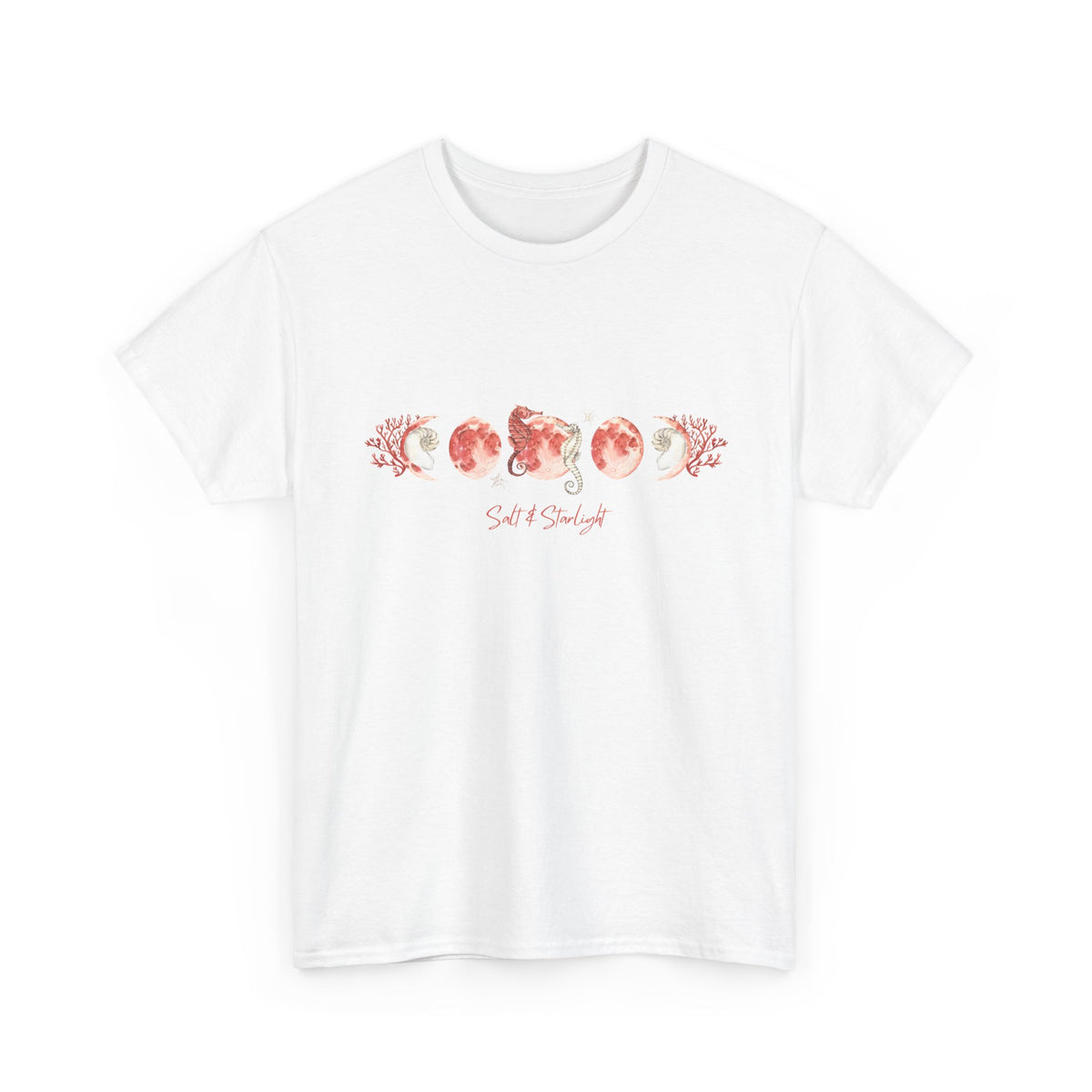 Salt & Starlight heavy cotton tee in white, front view