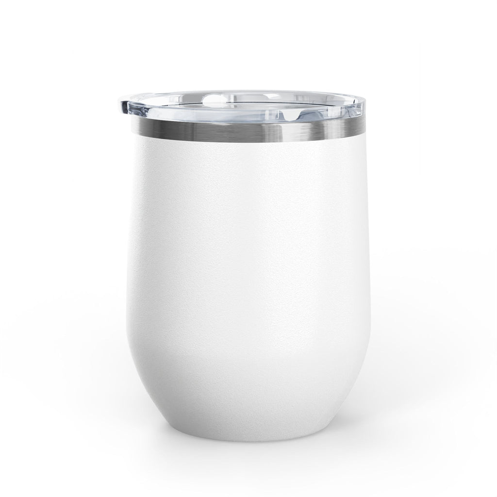 The Mermaid Squad 12oz wine tumbler in white, back view